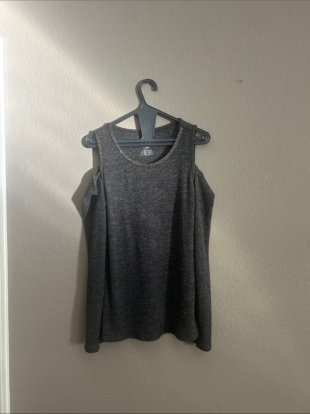 Cold Shoulder Knit Tank Top - Gray